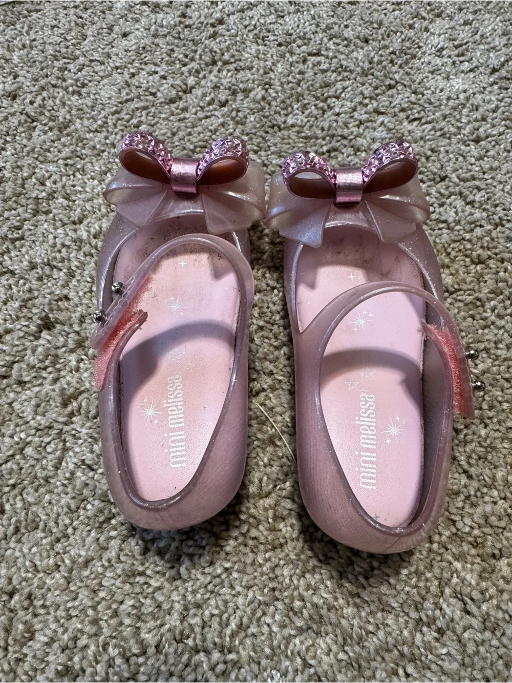7 Toddler Girl’s Mini Melissa Mary Jane Pink Glitter Shoes